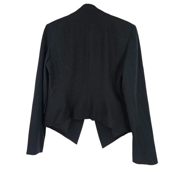 St. John Caviar Blazer Jacket Black Open Front Long Sleeve Pockets Lined Size 8 - Picture 2 of 6